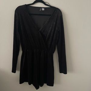 H & M black velvet sparkly romper
